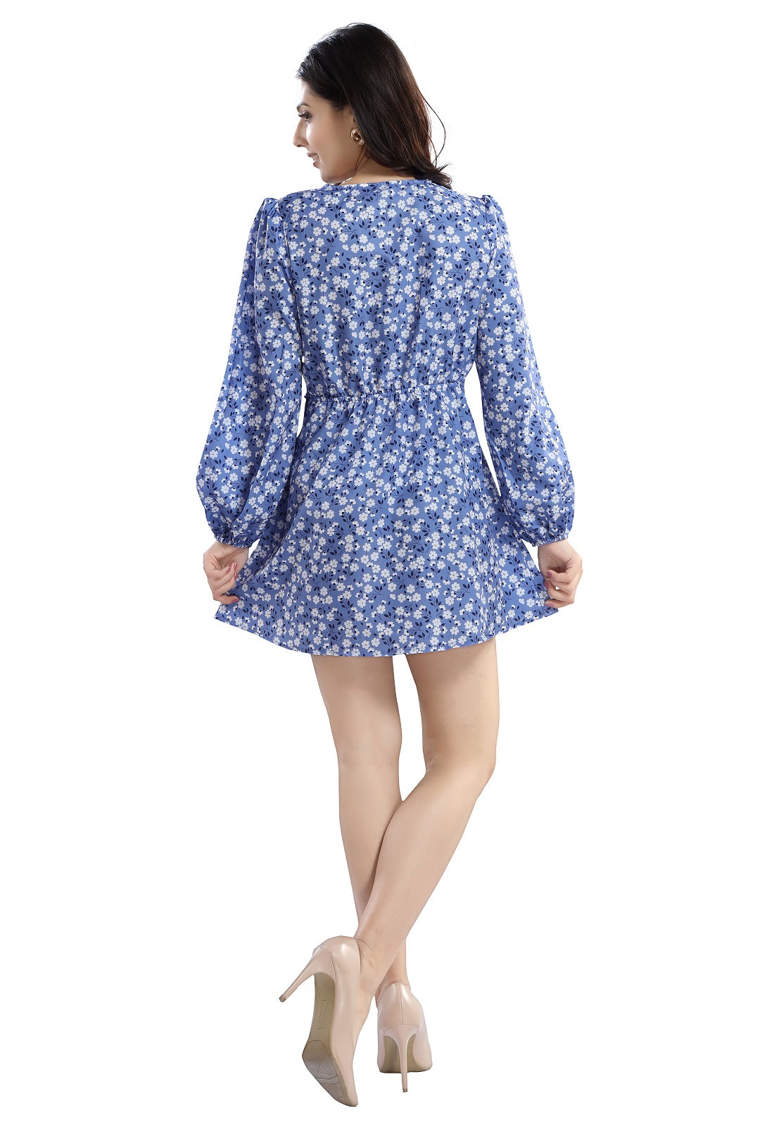 Cherrylavish Lavender Floral Crepe Fit & Flare Dress With Cut-outs & Knots