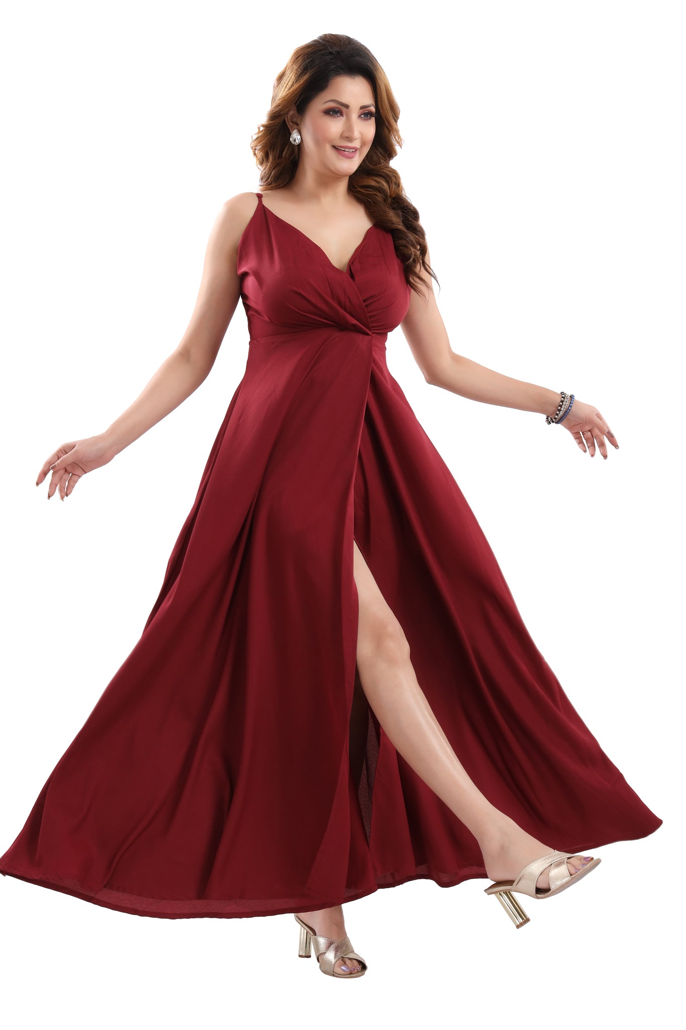 Maxi Dress Solid Maroon