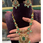 Luxury Green Gemstone Necklace & Diamond Earrings Set – Elegant Jewelry for Special Occasions