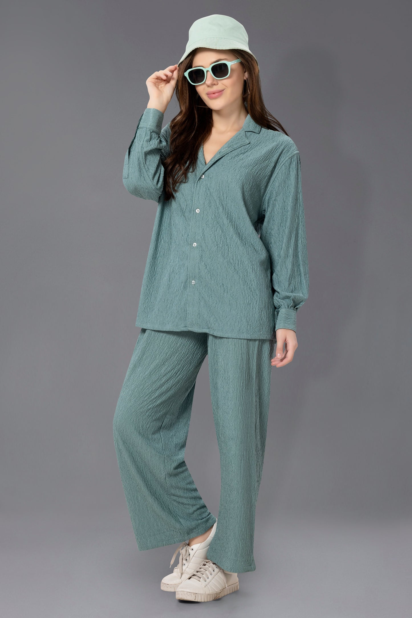 Cherrylavish Women Drop Shoulder Shirt and Trouser Co-Ords