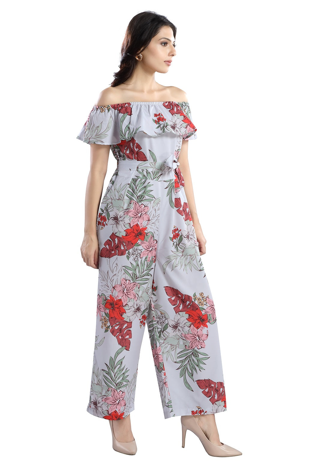 Plus Size Tropical Floral Print Off-Shoulder Jumpsuit for Women – Anna-Kaci