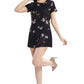 Cherrylavish  Black Floral Crepe Mini A-Line Dress With Cut-outs