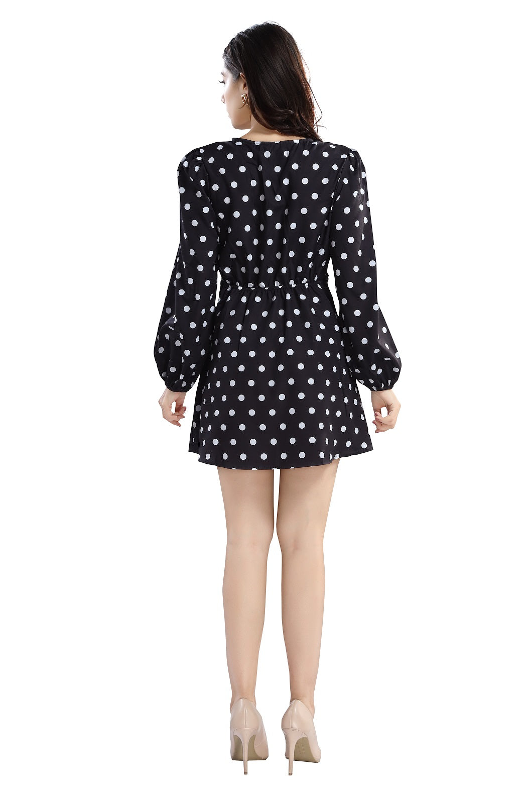 Cherrylavish Polka Dot Print Crepe Fit & Flare Dress With Cut-outs