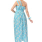 Cherrylavish Blue & White Floral Print One Shoulder Maxi Dress
