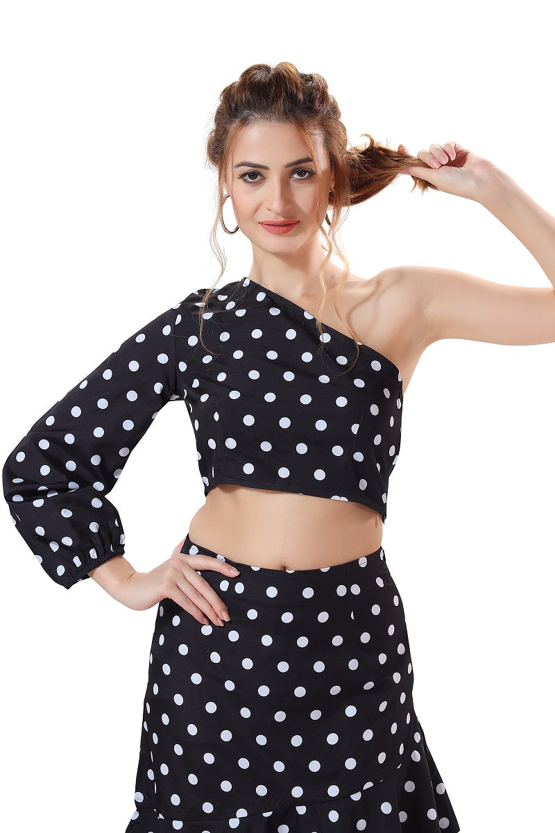 Cherrylavish Polka Dot Print Top & Skirt Co-Ords Set