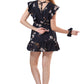 Cherrylavish Black Floral Print Ruffled Fit & Flare Mini Dress