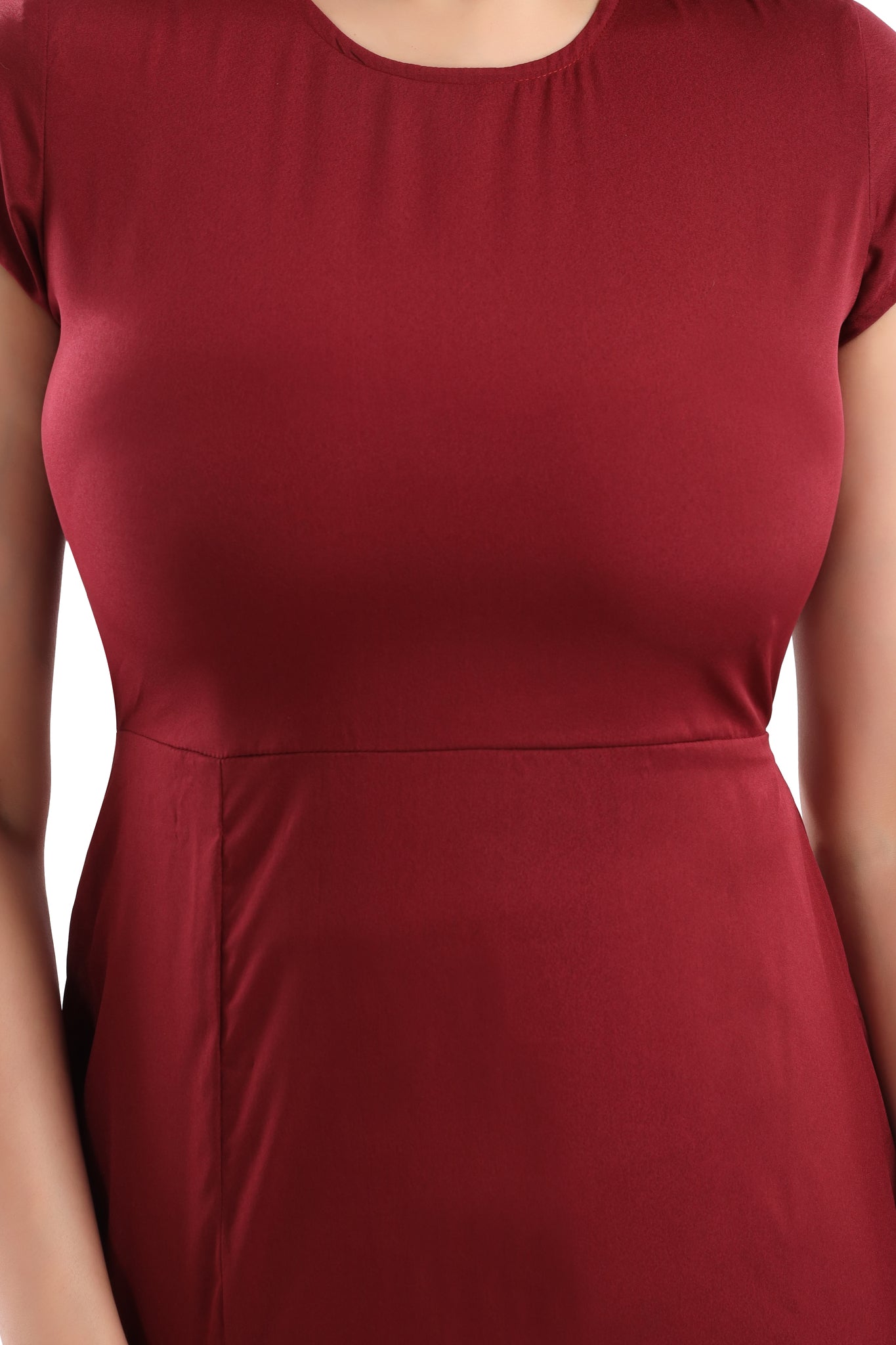 Solid Maroon A - Line Dress
