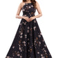 Black Floral Printed Shoulder Straps Dress