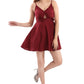Solid Maroon Fit & Flare Dress