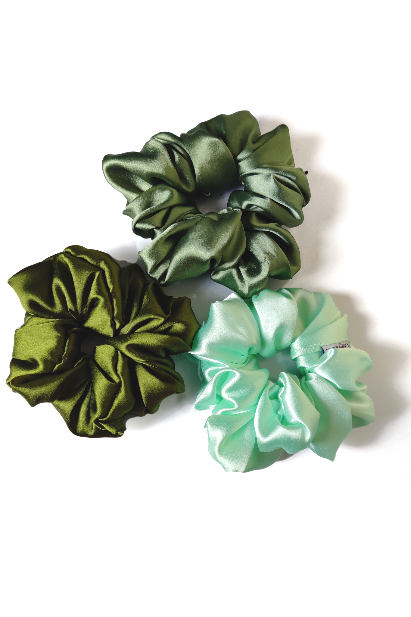 Green neutral Scrunchie - set of 3