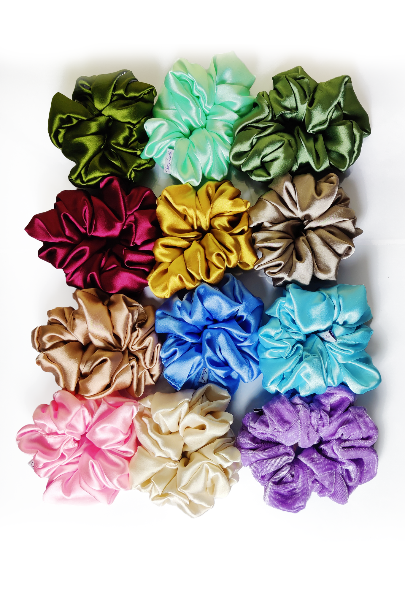 Elegant Hair Scrunchies - set of 12