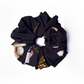 Black Floral Polyester Hair Scrunchy - Pack of 3