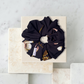 Black Floral Polyester Hair Scrunchy - Pack of 3