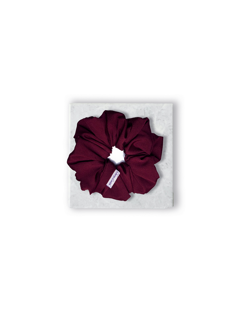 Solid Maroon Polyester Hair Scrunchy
